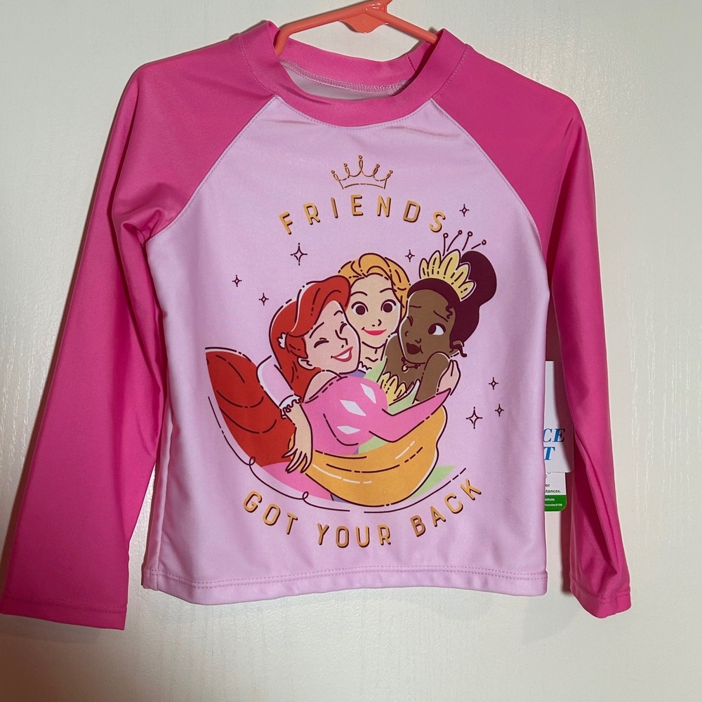 NWT Disney Princess‎ Rash Guard Swim Shirt 4T Ariel Tiana Elsa